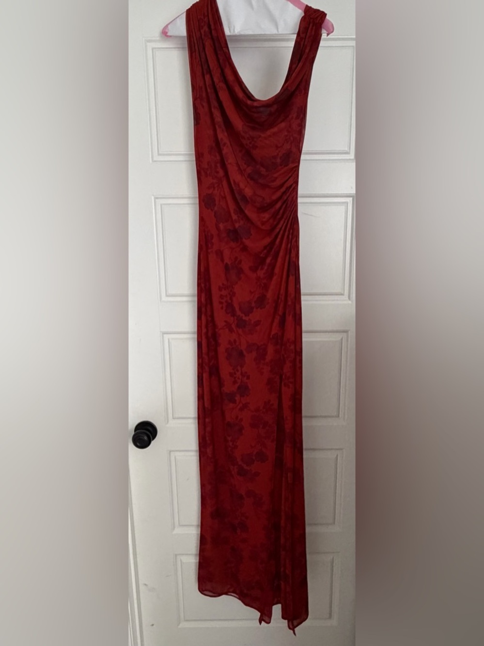 RESA Gwen Maxi Dress Red Currant Off Shoulder High Slit Size M - Picture 5 of 6